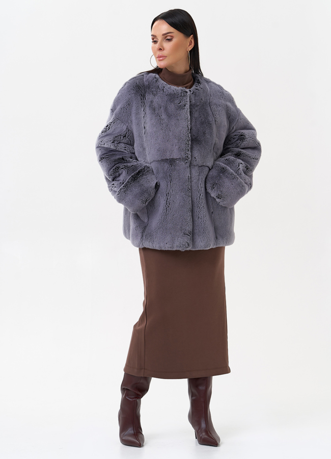 Короткая шуба из меха кролика модель № 29211 в кредит