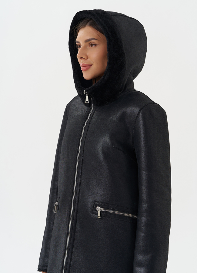 Двухсторонняя дубленка из эко кожи модель № 27765 в рассрочку