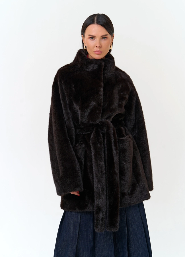 Женское пальто из эко меха модель № 33873 универмаг малина