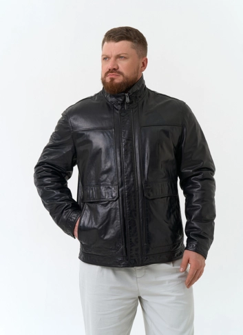 Мужская утепленная куртка из натуральной кожи фото