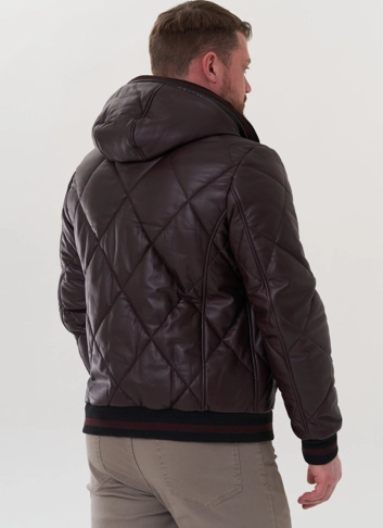 Куртка из натуральной кожи с капюшоном