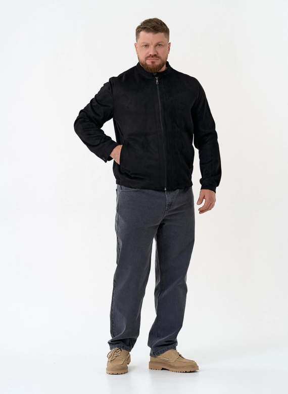 Мужская куртка из эко замши черного цвета