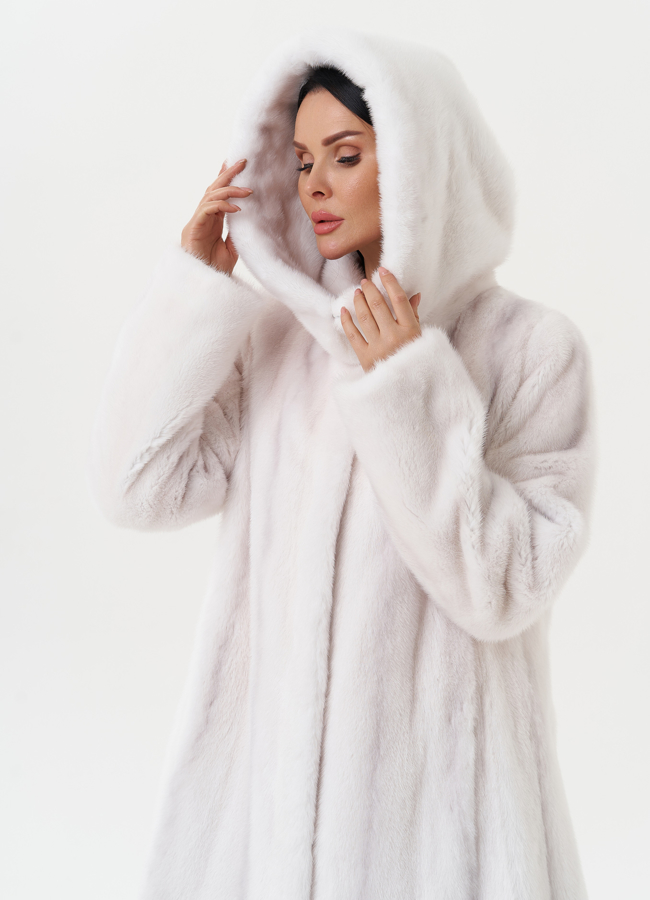 Шуба из меха норки в роспуск модель № 23152 меха малина