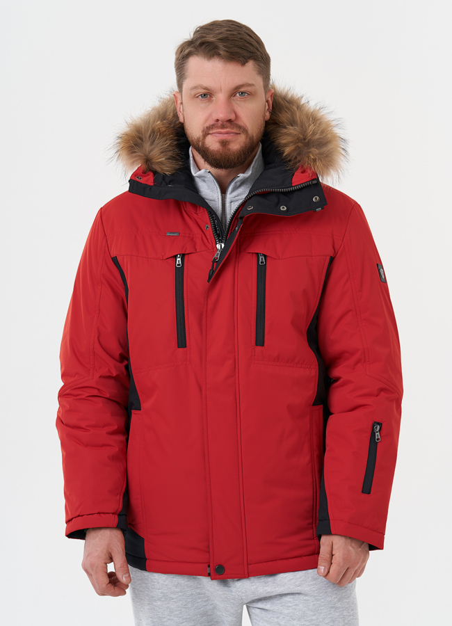 фото Яркая куртка с капюшоном из меха енота модель № 28277