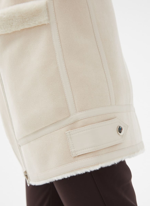 Женская удлиненная дубленка из эко кожи