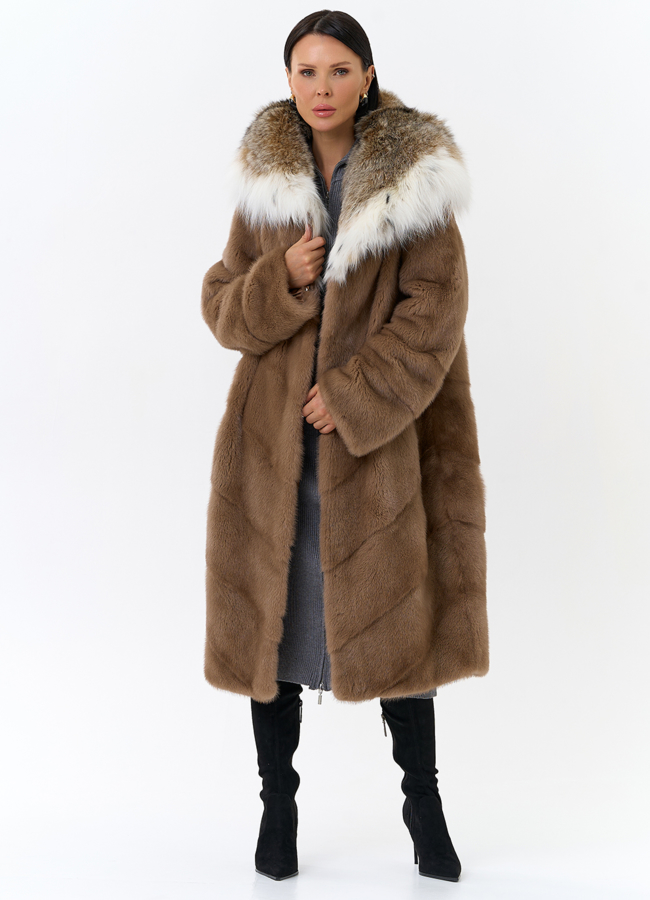 Норковая шуба с рысью модель № 25469 универмаг малина