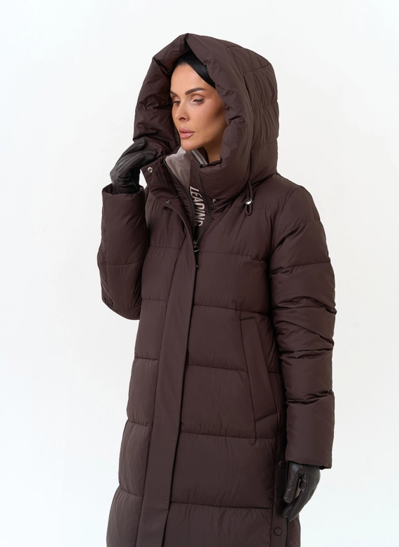 Женский пуховик с капюшоном фото